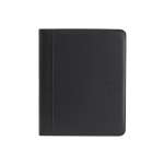 Porta-fólio A4 com fecho de correr e compartimentos de pele sintética cor preto primeira vista