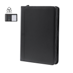 Porta-fólio A4 com fecho de correr e compartimentos de pele sintética