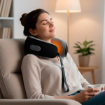 Almofada massajadora portátil e ajustável para o pescoço quarta vista