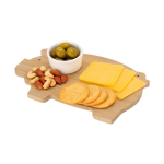 Tábua de cozinha de bambu, forma de porquinho e orifício de pendurar terceira vista