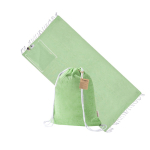 Mochila de cordão com páreo dobrável de algodão reciclado 170 g/m² cor verde-claro primeira vista