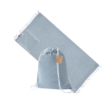 Mochila de cordão com páreo dobrável de algodão reciclado 170 g/m² cor azul-claro primeira vista