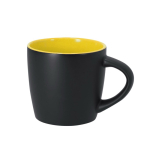Caneca de cerâmica, acabamento preto mate e interior colorido 350 ml cor amarelo primeira vista