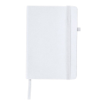 Caderno capa de couro sintético e fecho elástico, folhas pautadas A5 cor branco primeira vista