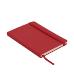 Caderno capa de couro sintético e fecho elástico, folhas pautadas A5 segunda vista