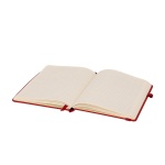 Caderno capa de couro sintético e fecho elástico, folhas pautadas A5 terceira vista