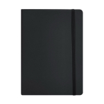 Caderno capa flexível de pele sintética acolchoada, folhas pautadas A5 cor preto primeira vista