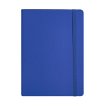 Caderno capa flexível de pele sintética acolchoada, folhas pautadas A5 cor azul primeira vista