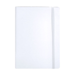 Caderno capa flexível de pele sintética acolchoada, folhas pautadas A5 cor branco primeira vista