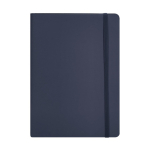 Caderno capa flexível de pele sintética acolchoada, folhas pautadas A5 cor azul-marinho primeira vista