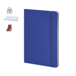 Caderno capa flexível de pele sintética acolchoada, folhas pautadas A5