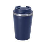 Copo térmico para levar de aço inoxidável com tampa hermética 350 ml cor azul-marinho primeira vista