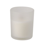 Vela aromática em vidro com pavio de madeira e aroma de baunilha cor branco primeira vista