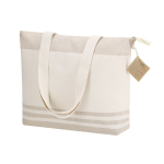 Saco de ombro de algodão reciclado com fole e fecho de correr 300 g/m² quarta vista