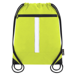 Mochila de cordão de rPET com bolso frontal e faixa refletora cor amarelo primeira vista