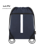 Mochila de cordão de rPET com bolso frontal e faixa refletora
