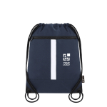Mochila de cordão de rPET com bolso frontal e faixa refletora vista principal