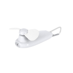 Ventoinha portátil com lanterna LED e mosquetão de transporte cor branco primeira vista