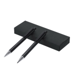 Conjunto de escrita: lápis e caneta de alumínio reciclado, tinta azul cor preto primeira vista