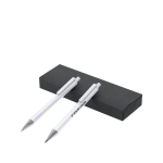 Conjunto de escrita: lápis e caneta de alumínio reciclado, tinta azul vista principal