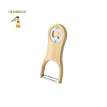 Descascador abre-caricas 2 em 1, bambu e aço inoxidável personalizável