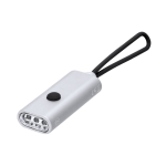 Lanterna de alumínio reciclado com 3 LED e pega de silicone cor prateado primeira vista