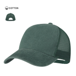 Boné de 5 painéis efeito lavado com rede transpirável e ajustável