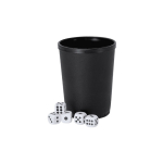 Jogo de dados com copo plástico de textura rugosa