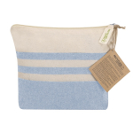 Nécessaire de algodão reciclado listrado com fecho de correr 180 g/m² cor azul-claro primeira vista