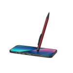 Caneta de ponteira de botão de alumínio reciclado, tinta azul quarta vista