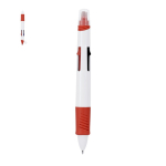 Caneta de 4 cores com marca-texto incluído com tampa