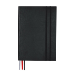 Caderno de capa dura com 3 marca-páginas e folhas pautadas A5 cor preto primeira vista