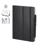 Caderno com quadro e suporte de pele sintética, folhas pautadas A5