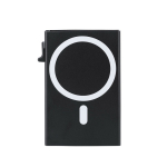 Porta-cartões de alumínio com suporte magnético e bloqueio RFID cor preto primeira vista