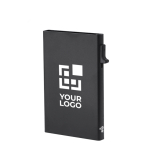 Porta-cartões de alumínio com suporte magnético e bloqueio RFID vista principal