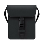 Bolsa tiracolo de couro sintético com bolso central e fecho de fivela cor preto primeira vista
