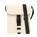 Bolsa tiracolo de couro sintético com bolso central e fecho de fivela segunda vista