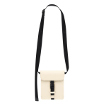 Bolsa tiracolo de couro sintético com bolso central e fecho de fivela terceira vista