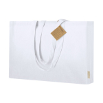 Saco com fole de algodão reciclado, asas compridas reforçadas 220 g/m² cor branco primeira vista