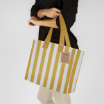 Saco de algodão reciclado com fole e asas compridas 310 g/m2