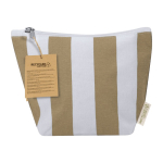 Nécessaire listrado com fecho de correr de algodão reciclado cor bege primeira vista