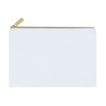 Nécessaire de poliéster com fecho de correr dourado para sublimação cor branco primeira vista