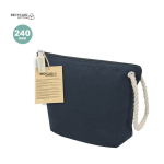 Nécessaire de algodão reciclado com cordão e fecho de correr 240 g/m²