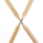 Caixa de 4 lápis de madeira hexagonais em caixa personalizável sexta vista