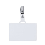 Identificador horizontal com pinça metálica e fecho amovível cor transparente primeira vista