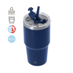 Copo térmico de aço inoxidável e parede dupla com palhinha 650 ml