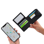 Porta-cartões e notas de pele sintética com localizador inteligente quinta vista