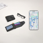 Porta-cartões e notas de pele sintética com localizador inteligente vista de ambiente