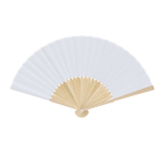 Leque com varetas de bambu e tecido de poliéster colorido cor branco primeira vista