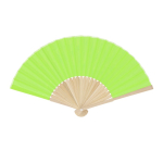 Leque com varetas de bambu e tecido de poliéster colorido cor verde-claro primeira vista